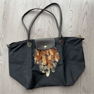 Longchamp Feather Le Pliage Modele Depose Limited Ed. Foldable Tote Bag France